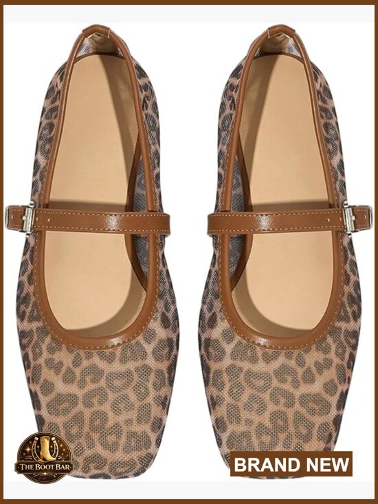 Shoes - Mesh Ballet Flats Comfortable Trendy Square Closed Toe Mary Jane Flat Shoes